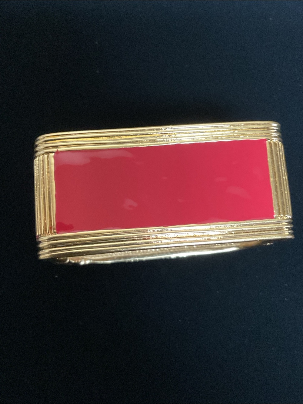 J.Crew Gold Tone Bracelet with Rectangular Red Enamel .